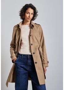 Street One Damen Trenchcoat, braun, casual, Gr. 46, unifarben, Web, 69% Baumwolle, 31% Polyester, Mäntel, mit Bindegürtel