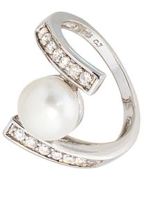 Jobo Damen Perlenring "Ring mit Perle und Zirkonia", 56, Silber 925 (Sterlingsilber)-Perlen, silber, Silber 925 (Sterlingsilber), Perlen,