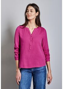 Street One Damen Langarmbluse, pink, casual, Gr. 38, unifarben, Web, 100% Baumwolle, Blusen, aus reiner Baumwolle