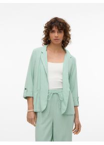 Véro Moda VERO MODA Damen Kurzblazer "VMJESMILO 3/4 LOOSE BLAZER WVN GA NOOS", grün, modisch, Gr. XS, unifarben, Web, Obermaterial: 55% Viskose, 45% Leinen,