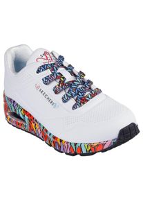 Skechers Damen Sneaker "UNO", Gr. 35, bunt, Lederimitat, kontrastfarbene Details, modisch, Schuhe, Plateausneaker, Schnürschuh mit Keilabsatz