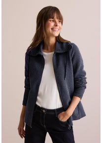 Cecil Damen Cardigan, blau, casual, Gr. XS, unifarben, Web, 61% Baumwolle, 37% Polyester, 2% Elasthan, Strickjacken, mit Tunnelzugband am Kragen