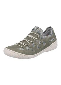 Rieker Damen Slip-On Sneaker, Gr. 36, grün, Lederimitat, Textil, unifarben mit Farbeinsatz, geblümt, modisch, Schuhe, Slipper, Schlupfschuh,
