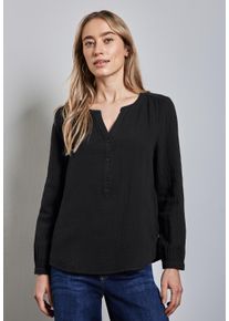 Street One Damen Langarmbluse, schwarz, casual, Gr. 34, unifarben, Web, 100% Baumwolle, Blusen, aus reiner Baumwolle