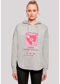 F4NT4STIC Damen Kapuzenpullover "Love Oldies Playlist Valentinstag", grau, casual, Gr. XS, Obermaterial: 100% Baumwolle, Pullover, Premium Qualität