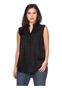 Damen Blusentop "Große Größen", schwarz, feminin, Gr. 46, sheego by Joe Browns, unifarben, Obermaterial: 50% Viskose, 37% Baumwolle, 13%