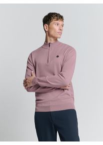 NO EXCESS Herren Rundhalspullover "NO EXCESS Sweatshirt mit halbem Reißverschluss", lila, Gr. M, 71% Viskose (LENZING ECOVERO), 29% Nylon, Pullover