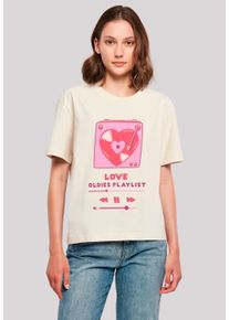 F4NT4STIC Damen T-Shirt "Love Oldies Playlist Valentinstag", weiß, casual, Gr. L, Obermaterial: 100% Baumwolle, Shirts, Premium Qualität