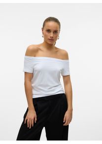 Véro Moda VERO MODA Damen Kurzarmshirt "VMPANDA OFF-SHOULDER TOP JRS GA NOOS", weiß, modisch, Gr. S, unifarben, Jersey, Obermaterial: 48% Baumwolle, 48% Modal,