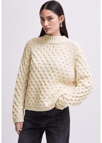 Damen Strickpullover, beige, casual, Gr. 46, STREET ONE STUDIO, unifarben, Web, 60% Baumwolle, 40% Polyacryl, Pullover, im soften Baumwoll-Mix