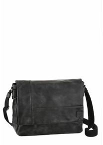 Camel Active Damen Messenger Bag "Laos", schwarz, Polyurethan, Polyurethan (PU), beschichtet, kontrastfarbene Details, leichte Abriebeffekte, Retro,