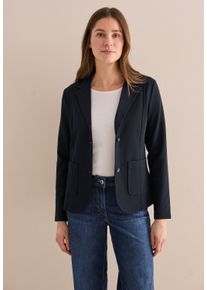 Cecil Damen Kurzblazer, blau, casual, Gr. XS, unifarben, Stoff, 72% Polyester, 26% Viskose, 2% Elasthan, Blazer, aus elastischem Materialmix