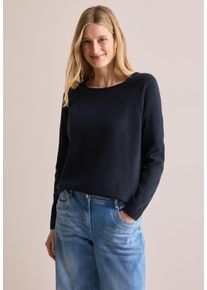 Cecil Damen Strickpullover, blau, casual, Gr. XS, Strukturmuster, Web, 100% Baumwolle, Pullover, aus reiner Baumwolle