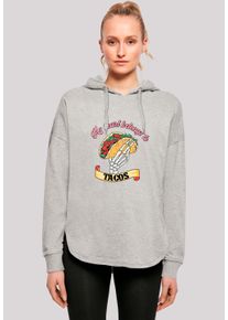 F4NT4STIC Damen Kapuzenpullover "Anti Valentinstag My Herz belongs to tacos", grau, casual, Gr. L, Obermaterial: 100% Baumwolle, Pullover, Premium
