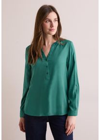 Cecil Damen Langarmbluse, grün, casual, Gr. L, unifarben, Stoff, 100% Viskose, Blusen, mit dekorativer Knopfleiste