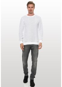 Rusty Neal Herren Strickpullover, weiß, casual, Gr. M, unifarben, 70% Polyacryl, 30% Baumwolle, Pullover, mit angesagtem Design