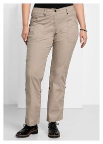 sheego Damen Cargohose "Große Größen", grau, sportlich, Gr. 26, unifarben, Obermaterial: 97% Baumwolle, 3% Elasthan, Hosen, mit Krempelfunktion