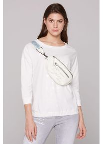 SOCCX Damen Gürteltasche, weiß, unifarben, Polyurethan (PU), Taschen, mit kleinem Vorfach