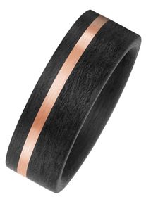 Jobo Damen Fingerring, 68, Roségold 585-Carbon, rosa, Rosu00e9gold 585, Carbon, Fingerringe, Carbon und 585 Roségold matt Partnerring bicolor