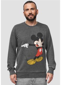 Recovered Herren Sweatshirt "Disney Pointing Mickey", grau, casual, Gr. S, bedruckt, 100% Baumwolle, Sweatshirts, im zeitlosen Design
