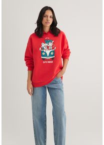Mavi Damen Kapuzenpullover "CUTE PARADE HOODIE", rot, casual, Gr. M, bedruckt, Stoff, 65% Baumwolle, 35% Polyester, Pullover, Hoodie X-Mas