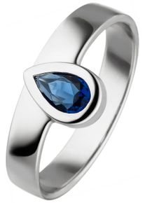 Jobo Damen Fingerring, 50, Silber 925 (Sterlingsilber), silber, Silber 925 (Sterlingsilber), Fingerringe, 925 Silber mit Glasstein-Tropfen blau