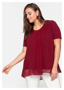 sheego Damen Blusenshirt "Große Größen", rot, klassisch, Gr. 40, unifarben, Obermaterial: 95% Viskose, 5% Elasthan;Webteil: 100% Polyester, Shirts,