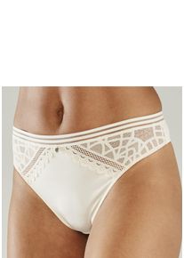 s.Oliver Damen String "Milene", Gr. 48, beige, Microtouch, Spitze, Obermaterial: 88% Polyamid, 12% Elasthan, Unterhosen, mit graphischen, dezent