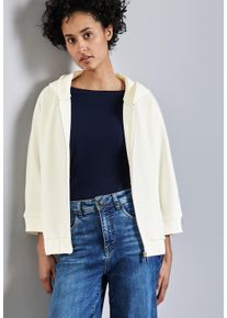 Street One Damen Hoodie, weiß, casual, Gr. 34, unifarben, Sweatware, Obermaterial: 46% Modal, 46% Polyester, 8% Elasthan, Sweatshirts, in Silk-Look