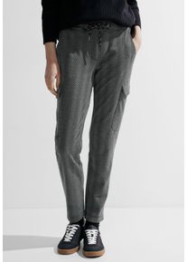 Cecil Damen Cargohose, schwarz, casual, Gr. XL, gemustert, Stoff, 67% Polyester, 30% Viskose, 3% Elasthan, Hosen, im Joggstyle