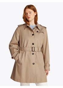Damen Trenchcoat "CRV HERITAGE SB TRENCH", beige, casual, Gr. 46, Tommy Hilfiger Curve, unifarben, Web, Obermaterial: 100% Baumwolle, Mäntel, in