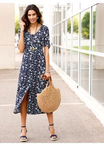 Inspirationen Damen Sommerkleid "Kleid", blau, Gr. 38, geblümt, gemustert, mehrfarbig, bedruckt, 100% Viskose, Kleider