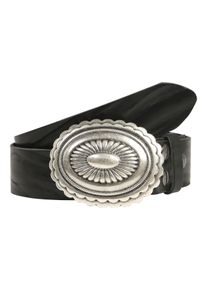 Damen Ledergürtel, schwarz, klassisch, Gr. 120, RETTUNGSRING BY SHOWROOM 019, Rindsleder, Gürtel, mit austauschbarer Schließe »Mandala Silber«