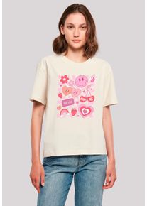 F4NT4STIC Damen T-Shirt "Retro Valentinstag Herz Rainbow Fruits", weiß, casual, Gr. M, Obermaterial: 100% Baumwolle, Shirts, Premium Qualität