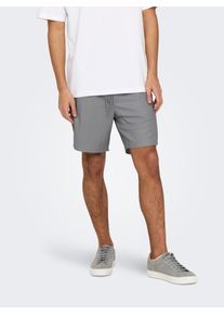 Only & Sons ONLY & SONS Herren Shorts "ONSTEL LIFE PLIZZE SHORTS NOOS", grau, modisch, Gr. M, unifarben, Web, Obermaterial: 100% Polyester, Hosen
