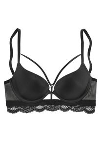 Lascana Damen T-Shirt-BH "Guilietta", Gr. 80, schwarz, Microtouch, Spitze, Obermaterial: 60% Polyamid, 35% Polyester, 5% Elasthan, sexy, BHs, mit