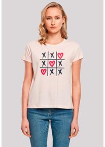 F4NT4STIC Damen T-Shirt "Valentinstag Herz Tic Tac Toe", pink, casual, Gr. L, Obermaterial: 100% Baumwolle, Shirts, Premium Qualität