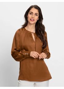 Heine Damen Satinbluse, braun, Gr. 34, unifarben, 100% Viskose, Blusen