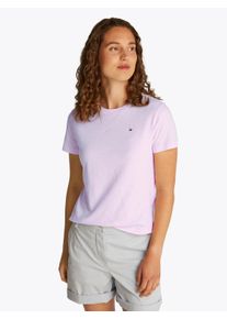 Tommy Hilfiger Damen Rundhalsshirt "SLUB REG C-NK SS", rosa, Basic, Gr. XXL, unifarben, Single Jersey, Obermaterial: 100% Baumwolle, Shirts, mit