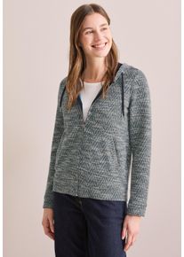 Cecil Damen Langarmshirt, weiß, casual, Gr. XL, gemustert, Stoff, 60% Polyester, 22% Baumwolle, 17% Viskose, 1% Elasthan, Shirts, mit Kapuze mit