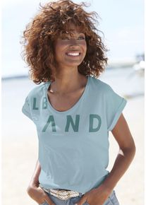 ELBSAND Damen T-Shirt, blau, casual, Gr. XXL, unifarben, Jersey, Obermaterial: 50% Baumwolle, 50% Polyester, Shirts, aus weichem Jersey,