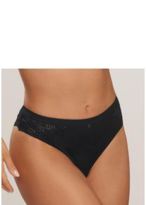 s.Oliver Damen String "Romane", Gr. 32, schwarz, Spitze, Microfaser, Obermaterial: 86% Polyamid, 14% Elasthan, Unterhosen, mit graphischer Spitze in