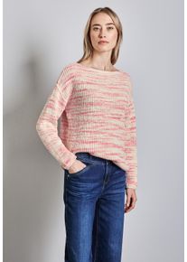 Street One Damen Strickpullover, beige, casual, Gr. 46, gemustert, Web, 89% Baumwolle, 11% Polyacryl, Pullover, mit U-Boot-Ausschnitt