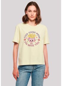 F4NT4STIC Damen T-Shirt "Time Fries when I am with you Valentinstag", gelb, casual, Gr. M, Obermaterial: 100% Baumwolle, Shirts, Premium Qualität