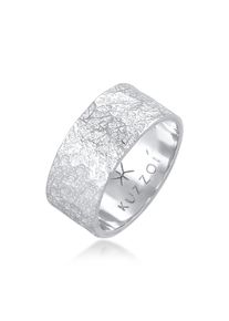 Kuzzoi Herren Silberring "Herren Bandring Organic Struktur 925 Silber", 66mm, ohne Stein, Silber 925 (Sterlingsilber), 9mm, silber, Silber 925