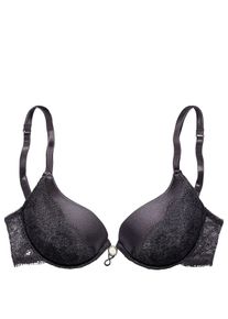 Lascana Damen Push-up-BH, Gr. 75, schwarz, Microtouch, Spitze, Obermaterial: 87% Polyamid, 13% Elasthan, sexy, BHs, mit verstellbarer vorderer Mitte,