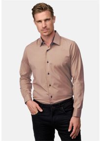 Rusty Neal Herren Langarmhemd, beige, casual, Gr. XXL, unifarben, 60% Baumwolle, 37% Polyester, 3% Elasthan, Hemden, mit trendigem Farbkontrast