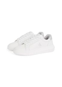 Damen Sneaker "CHUNKY CUPSOLE LOW MG", Calvin Klein Jeans, Gr. 42, silber, Leder, sportlich, Schuhe, Schnürschuh, Freizeitschuh, Halbschuh mit