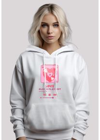 F4NT4STIC Damen Kapuzenpullover "Love Oldies Playlist Valentinstag", weiß, casual, Gr. S, Obermaterial: 65% Baumwolle, 35% Polyester, Pullover,