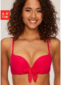 Vivance Damen Push-up-BH "Anna", Gr. 85, rot, Mesh, Obermaterial: 60% Polyamid, 35% Polyester, 5% Elasthan, sexy, BHs, mit Bügel und femininer